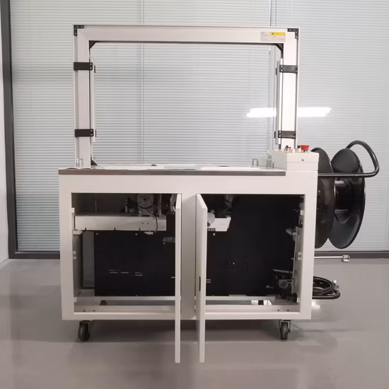 Prodotti/Fornitori Cina.  Macchina automatica per cartone/cassa/reggiatrice per scatole/reggiatrice/reggiatrice con nastro in PP con sistema di pallettizzazione etichettatura sigillante per imballaggio/PA